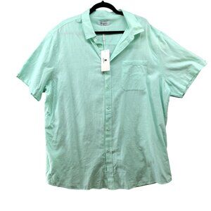 NWT‎ Jekaoyi Linen Cotton Shirt Mens XXL Short Sleeve Button Up Seafoam Green